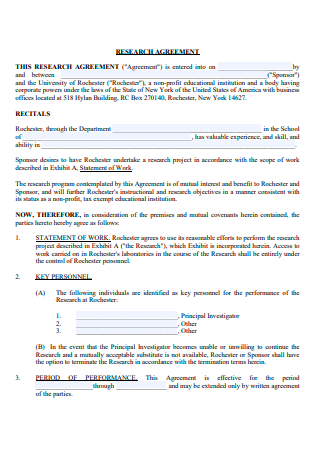 Research Agreement Example