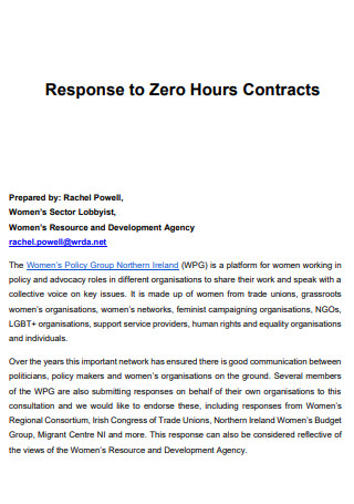 Response to Zero Hours Contracts