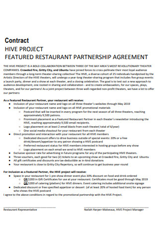 Restaurant Project Partnership Contract