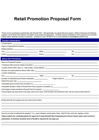 Retail Promotion Proposal Form