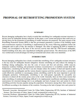 Retrofitting Promotion Proposal
