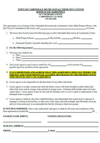 Room Lease Agreement Example
