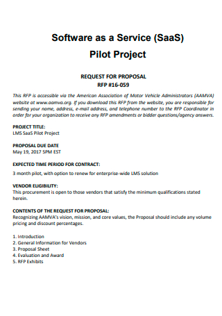SAAS Pilot Project Proposal