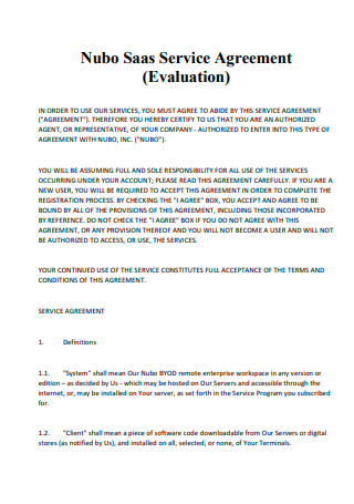SaaS Service Agreement Evaluation