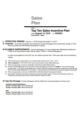 Sample Commercial Sales Plan