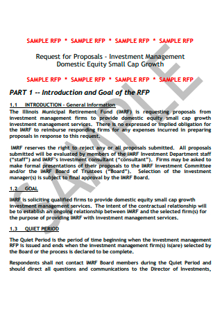 Sample Investment Request For Proposal