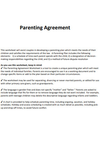 Sample Parenting Agreement