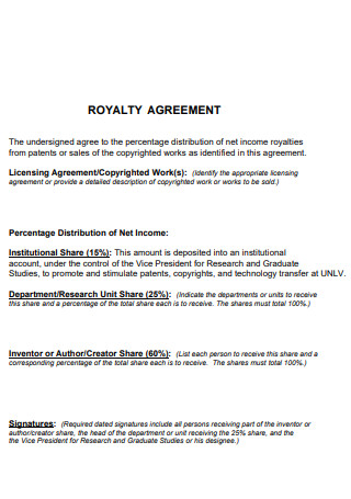 Sample Royalty Agreement