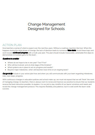 School Change Management Action Plan