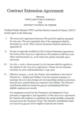 School Contract Extension Agreement