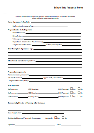 School Trip Proposal Form