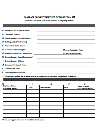 Security Services Contract Request Form