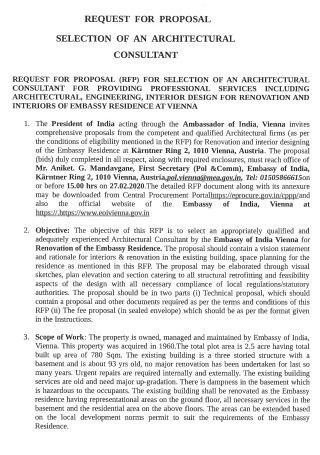 Selection of Architectural Consultant Proposal