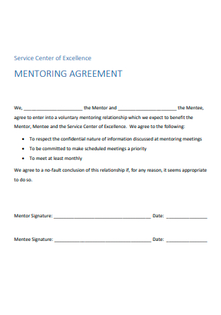 Service Center of Excellence Mentoring Agreement