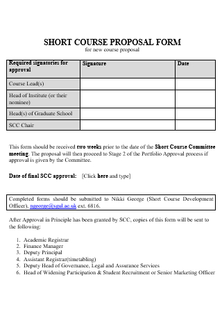 Short Course Proposal Form