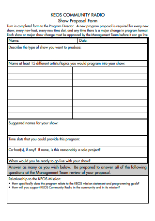 Show Proposal Form