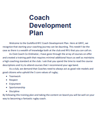 Simple Coach Development Plan