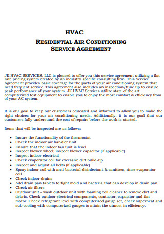 Simple HVAC Service Agreement