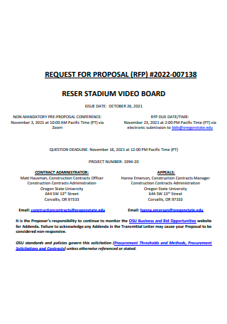 Stadium Video Board Proposal