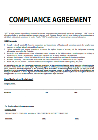 Standard Compliance Agreement