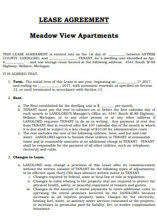 Standard Lease Agreement for Apartment