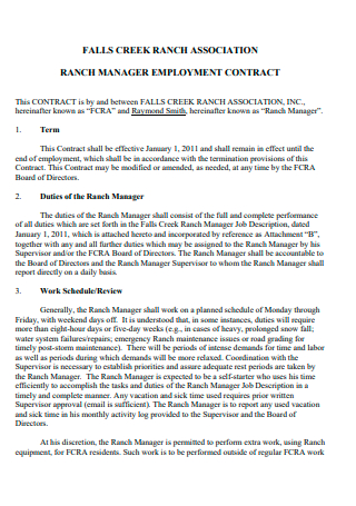 Standard Manager Employment Contract