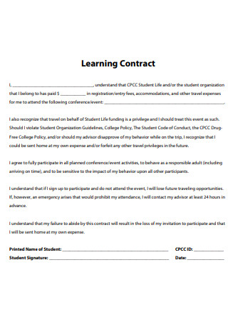 Student Club Learning Contract
