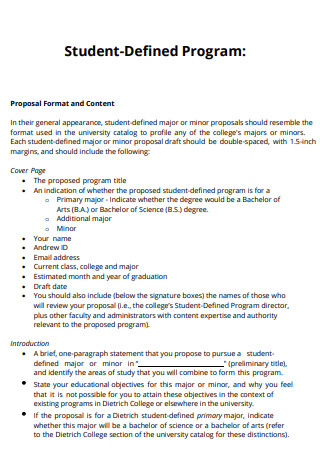 Student Defined Program Proposal