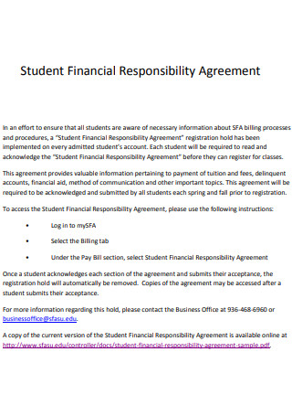 Student Financial Responsibility Agreement