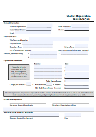 Student Organization Trip Proposal