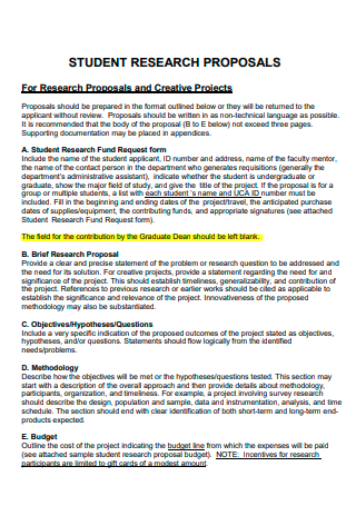Student Research Project Proposal