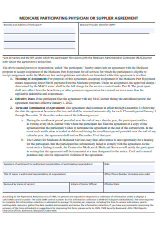 Supplier Agreement Example