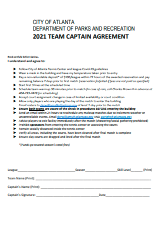 Team Captain Agreement