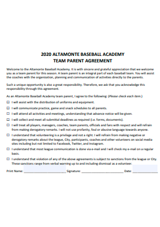 Team Parent Agreement