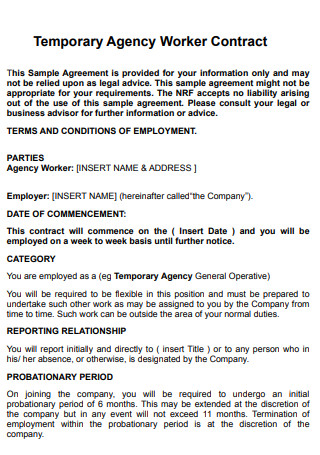 Temporary Agency Worker Contract
