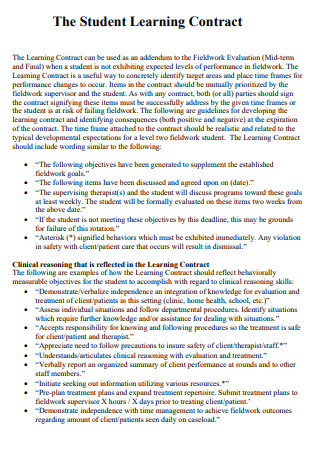 The Student Learning Contract