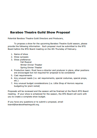 Theatre Show Proposal