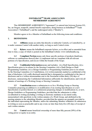 Trade Association Membership Agreement