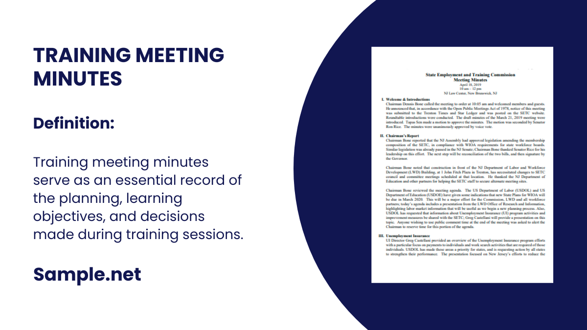 training meeting minutes