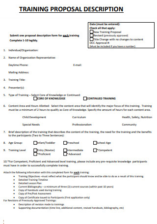 Training Proposal Description Format