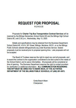 Trip Bus Transportation Contract Services Proposal