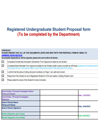 Undergraduate Student Proposal