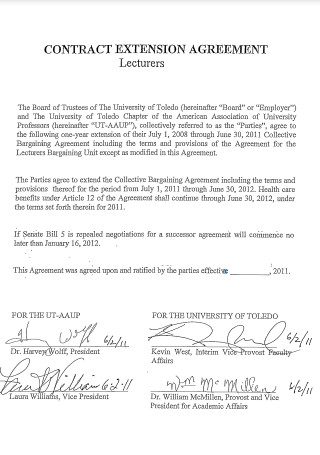 University Contract Extension Agreement