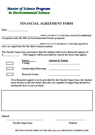 University Financial Agreement Form