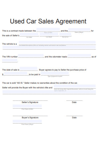 Used Car Sales Contract with Payments