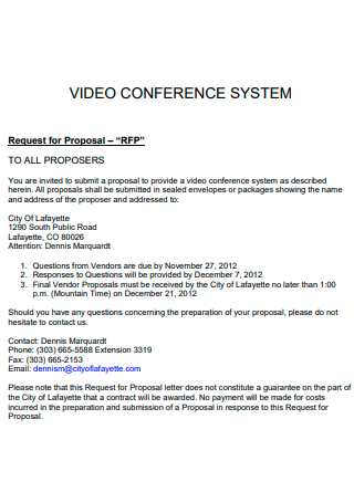 Video Conference System Request For Proposal