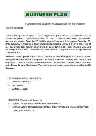 Waste Management Services Commission Business Plan