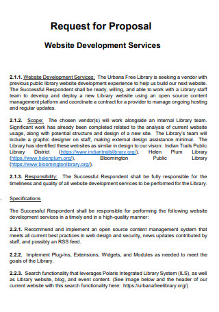 Website Development Services Request for Proposal