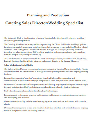 Wedding Catering Sales Plan