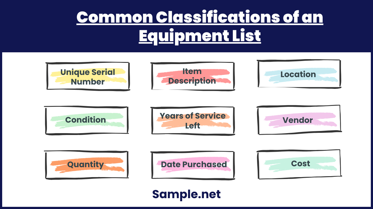 What Are the Common Classifications of an Equipment List